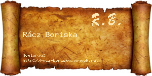 Rácz Boriska névjegykártya